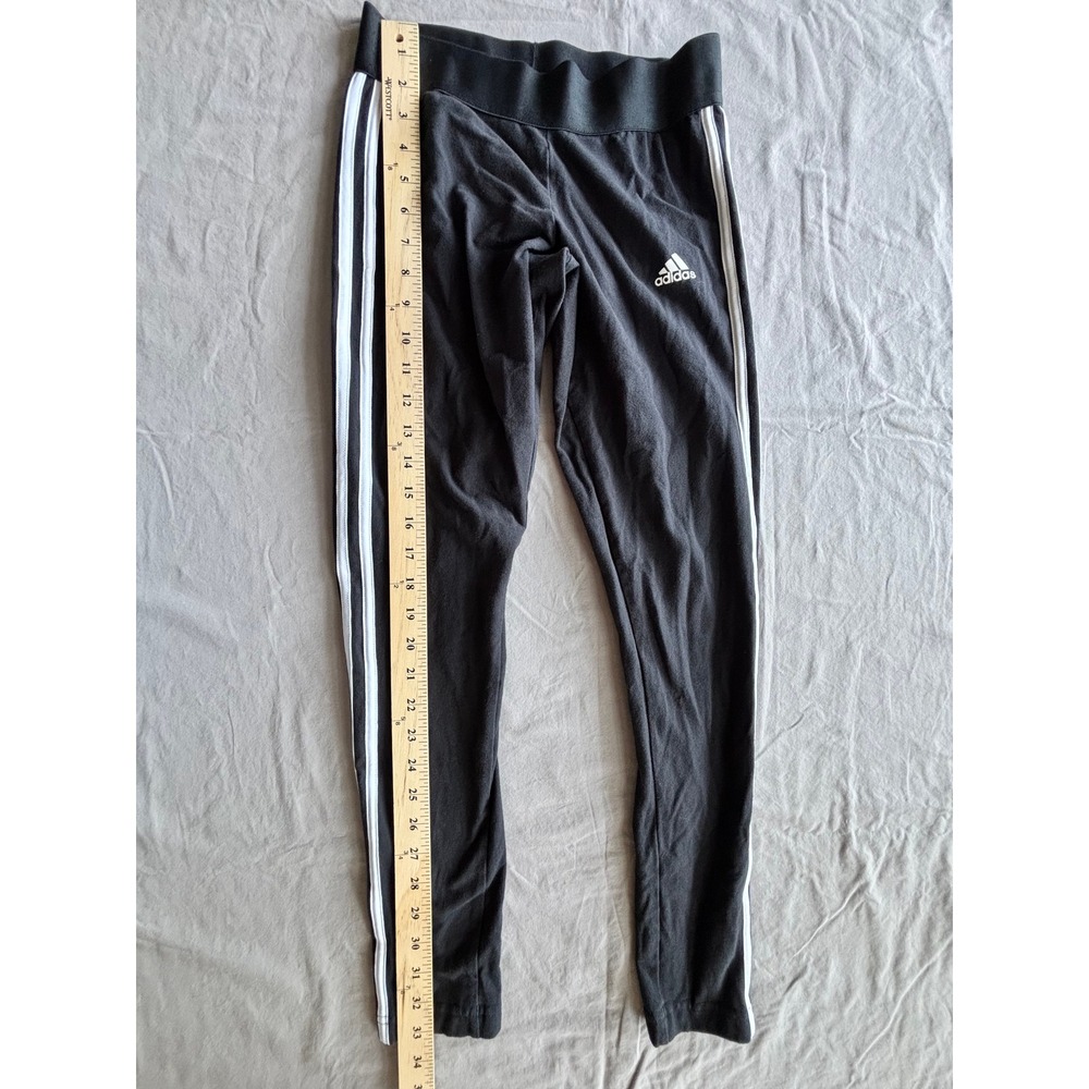 Adidas Womens 3-Stripe Leggings Black White Athletic Tights Size S - Picture 4 of 5
